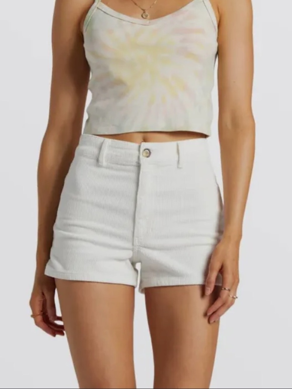Billabong White Corduroy High Waisted Shorts NWT